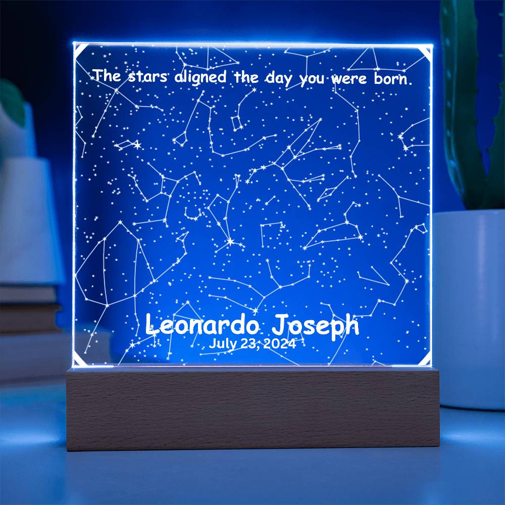 Birthdate Star Map The Stars Aligned The Day You Were Born LED Lighted Acrylic Plaque