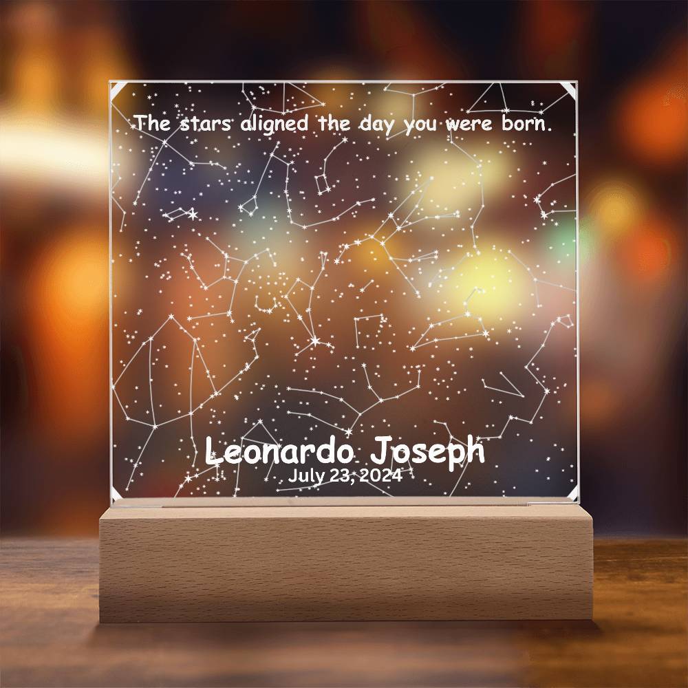Birthdate Star Map The Stars Aligned The Day You Were Born LED Lighted Acrylic Plaque