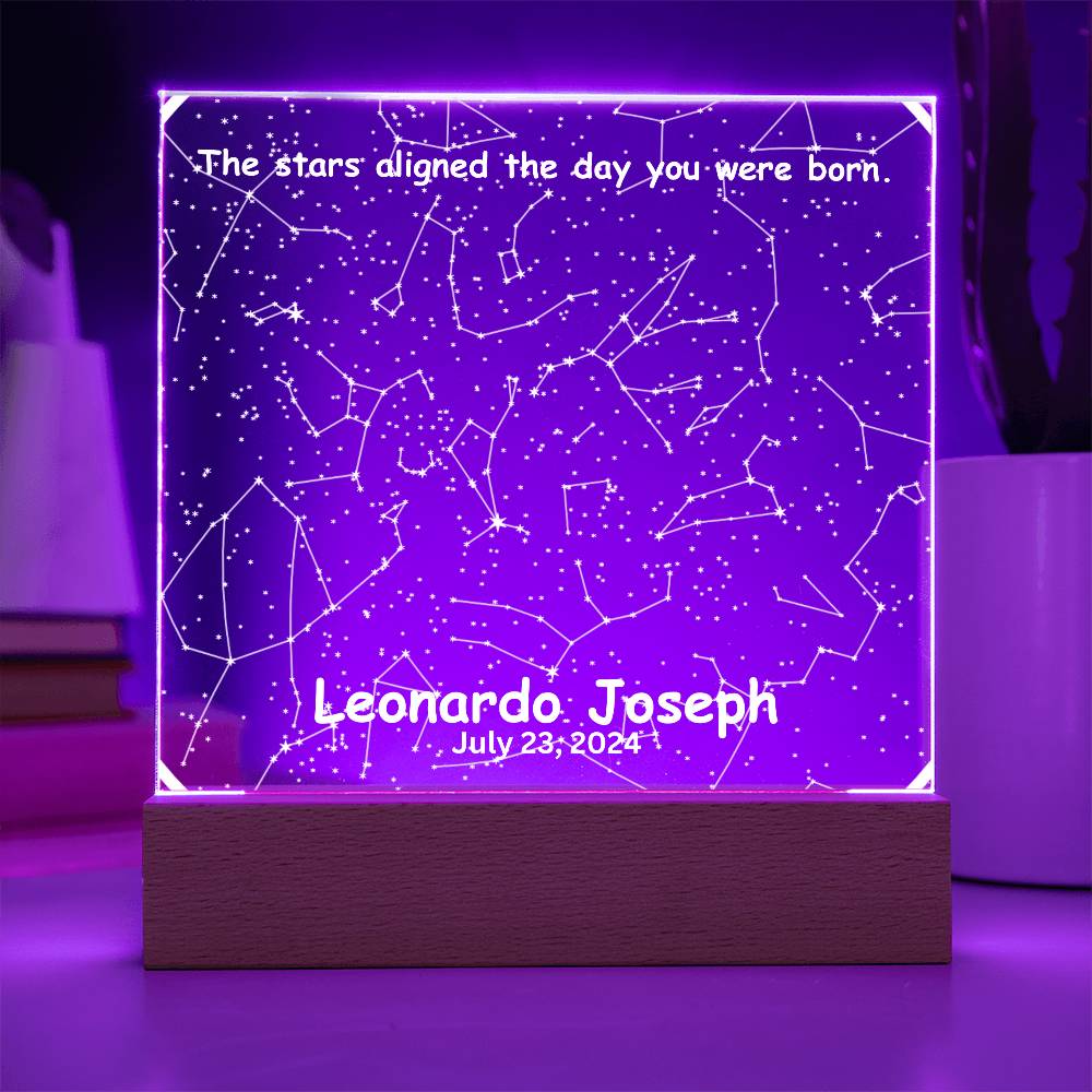 Birthdate Star Map The Stars Aligned The Day You Were Born LED Lighted Acrylic Plaque