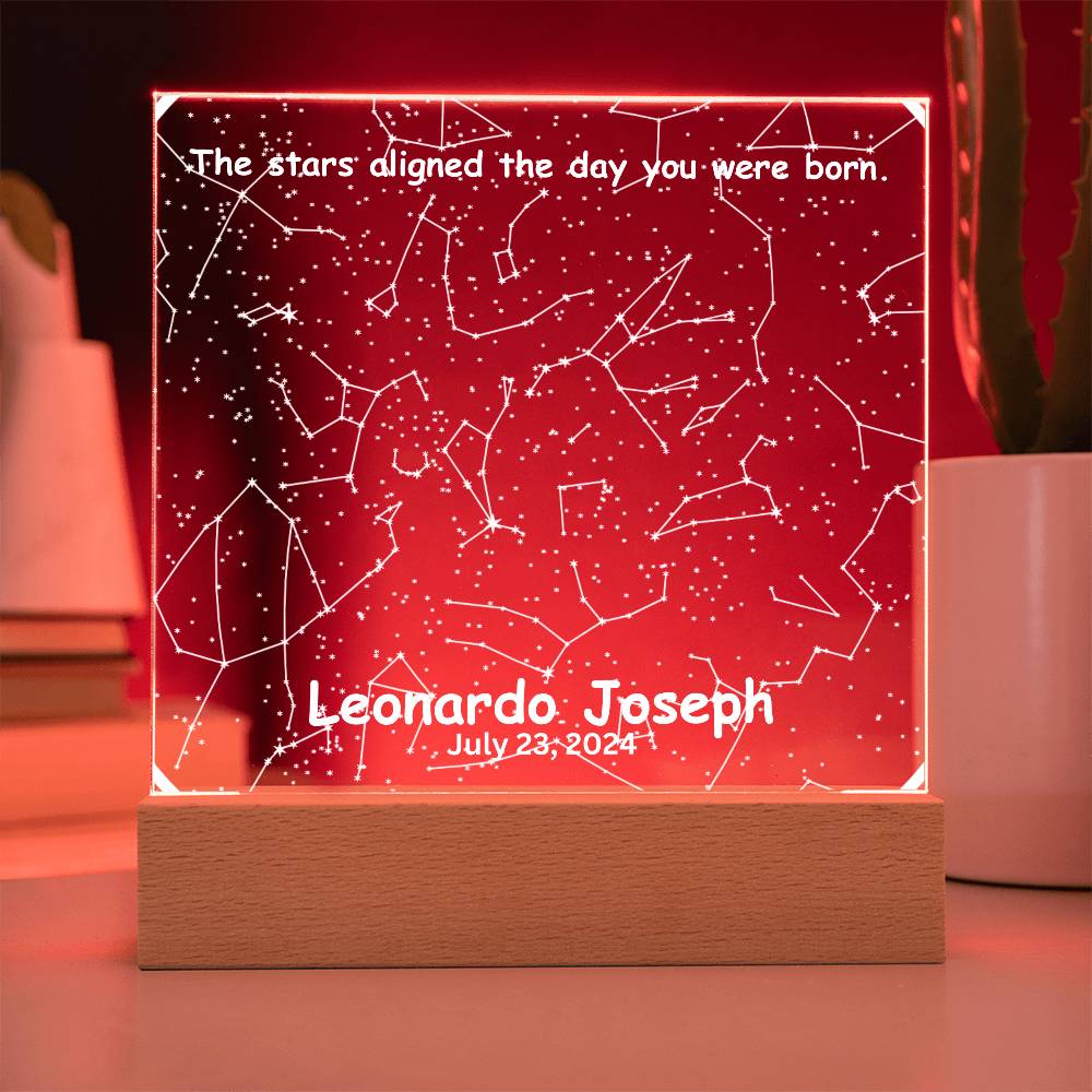 Birthdate Star Map The Stars Aligned The Day You Were Born LED Lighted Acrylic Plaque