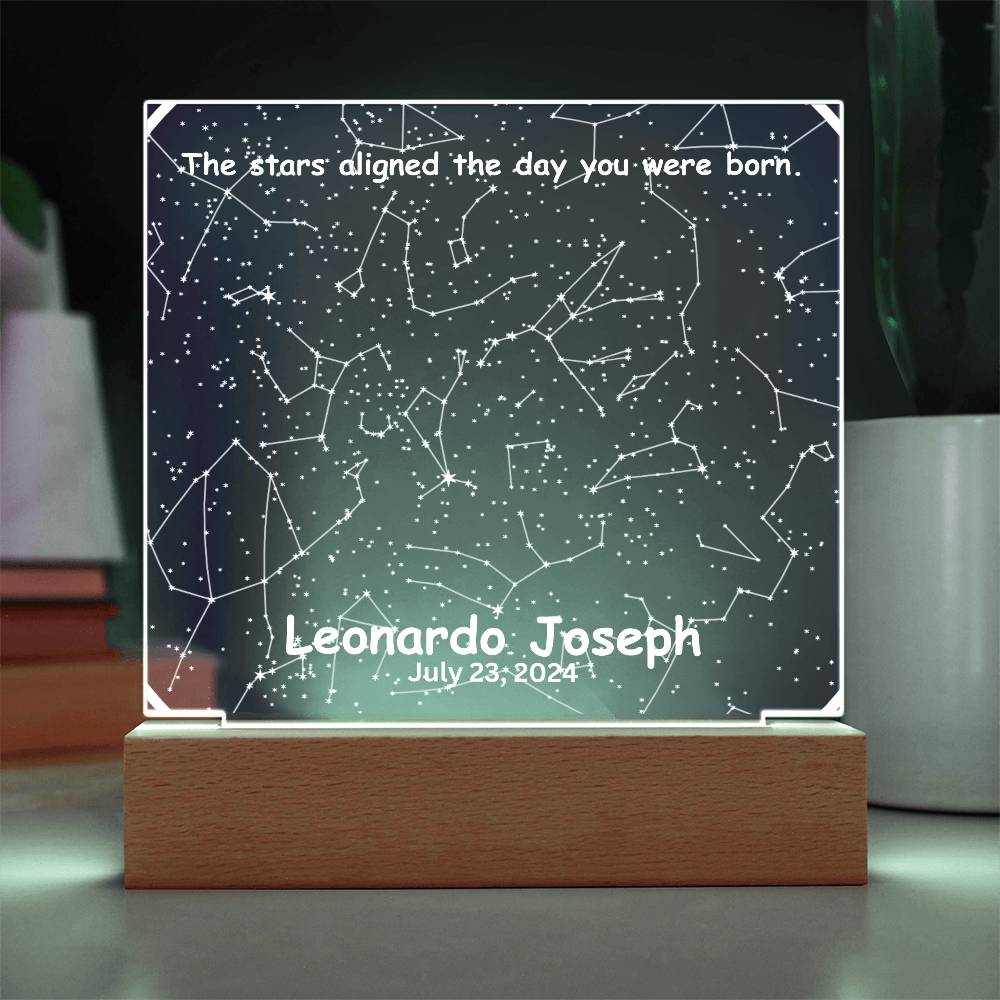 Birthdate Star Map The Stars Aligned The Day You Were Born LED Lighted Acrylic Plaque