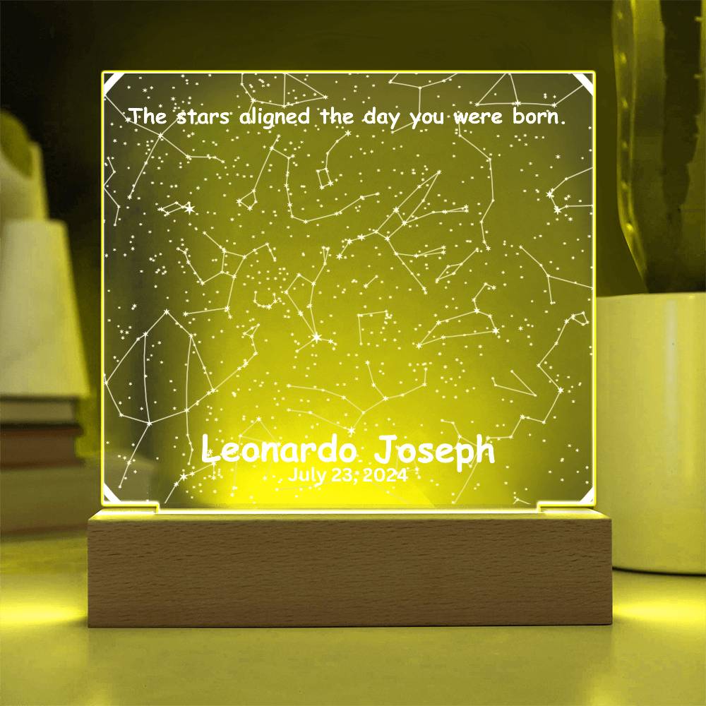 Birthdate Star Map The Stars Aligned The Day You Were Born LED Lighted Acrylic Plaque
