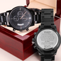 Personalized DAD Engraved Design Black Chronograph Watch