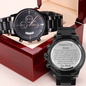 Personalized Stepped Up Dad Engraved Design Black Chronograph Watch