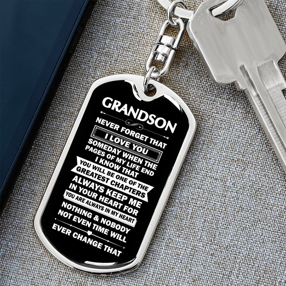 Grandson, Dog Tag Swivel Keychain