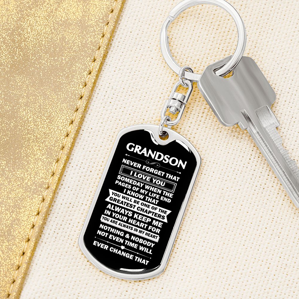 Grandson, Dog Tag Swivel Keychain