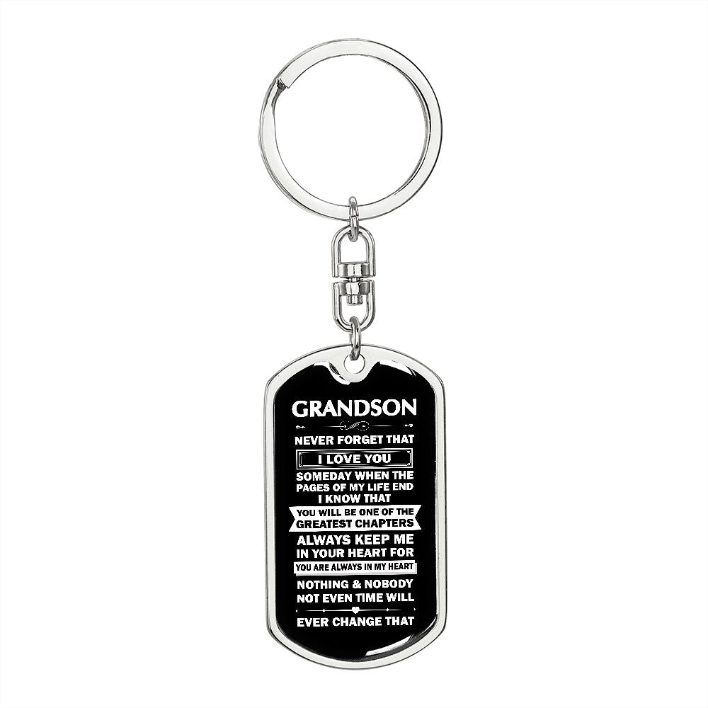 Grandson, Dog Tag Swivel Keychain