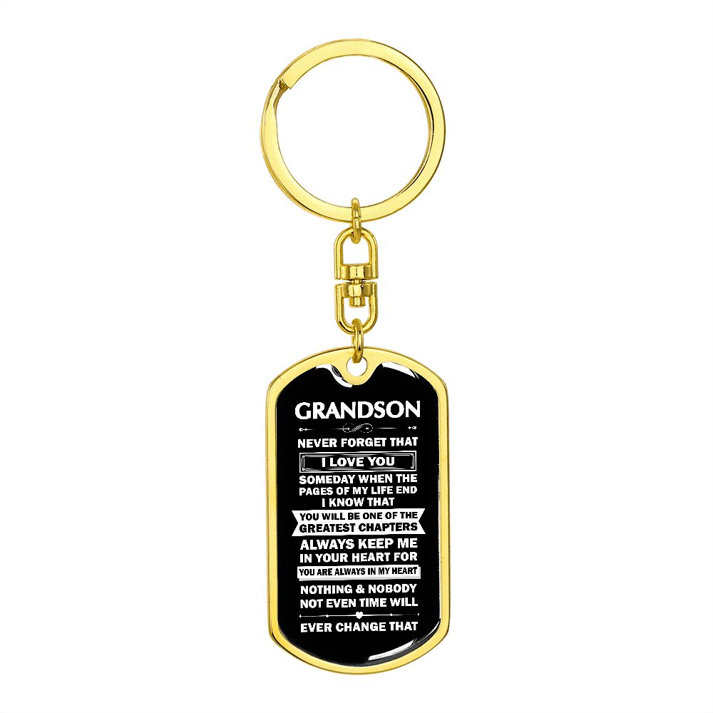 Grandson, Dog Tag Swivel Keychain