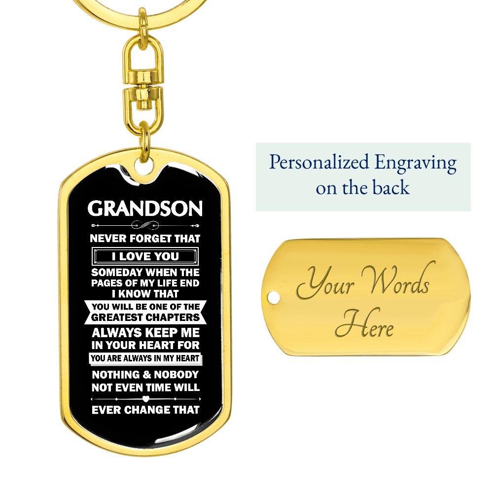 Grandson, Dog Tag Swivel Keychain