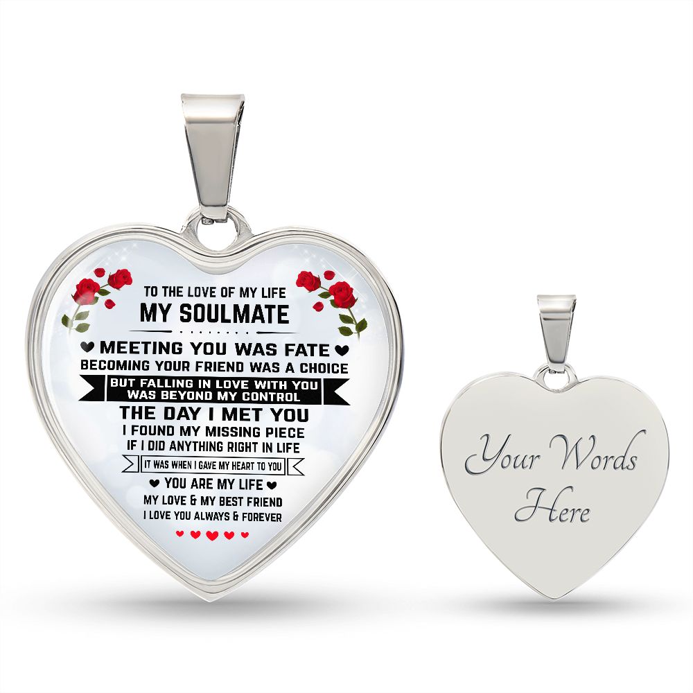 Soulmate Gift, Love Of My Life, Graphic Heart Pendant