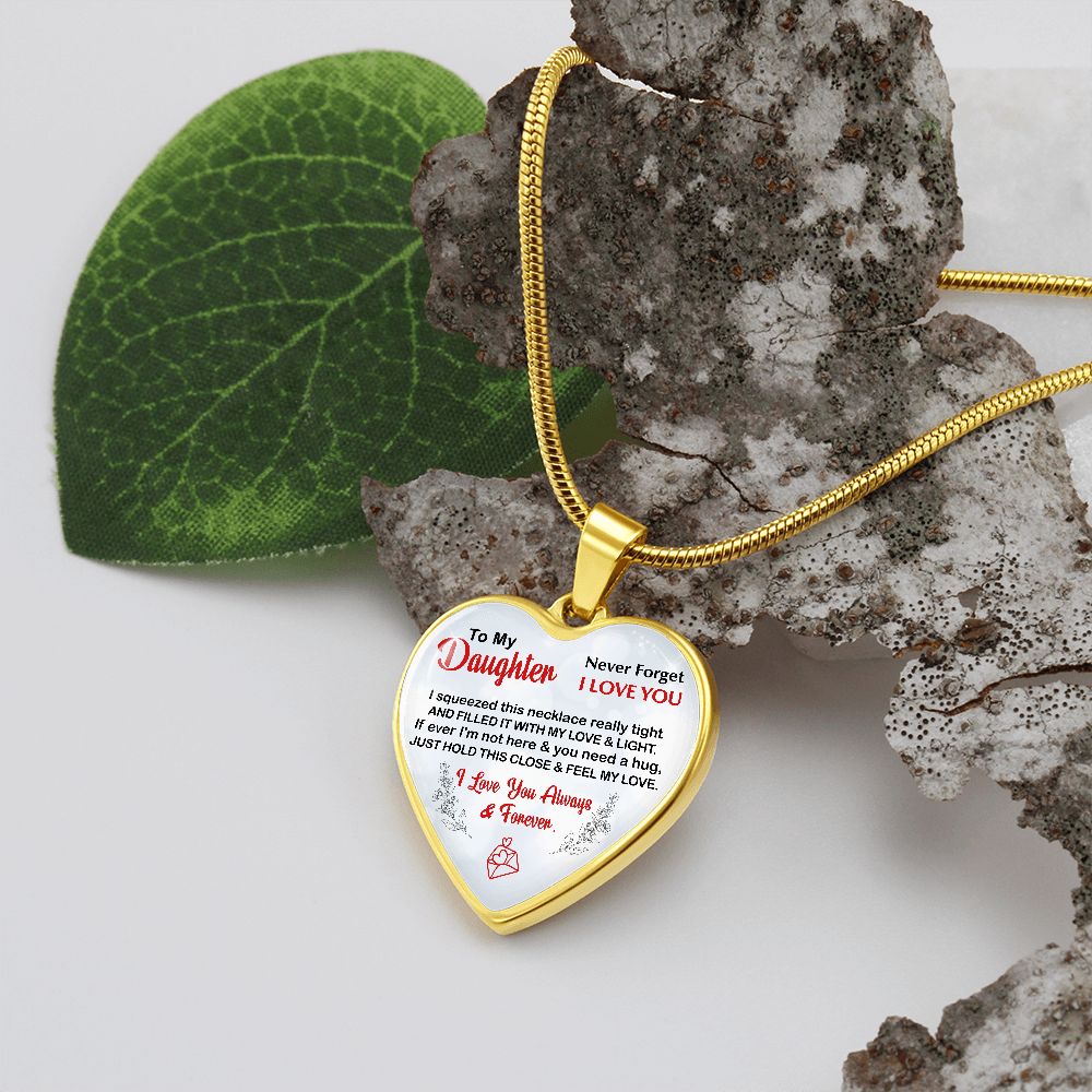 Daughter, I Squeezed This Necklace Really Tight, Heart Pendent Necklace, Holiday