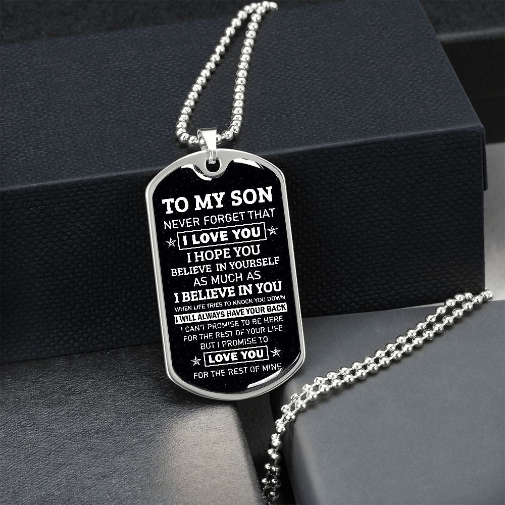 Son, I Hope You Believe In Yourself, Dog Tag Necklace, Holiday