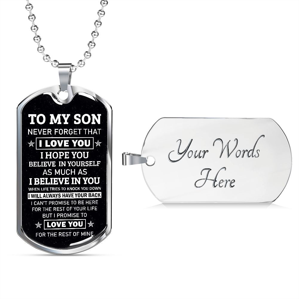 Son, I Hope You Believe In Yourself, Dog Tag Necklace, Holiday
