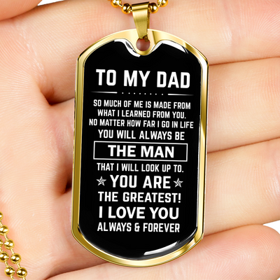 Dad, The Man, Personalized Dog Tag Necklace, Birthday, Father's Day, Holiday