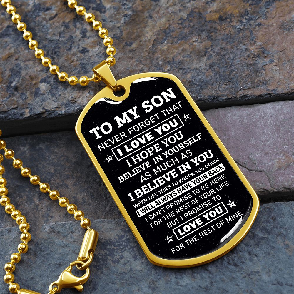 Son, I Hope You Believe In Yourself, Dog Tag Necklace, Holiday