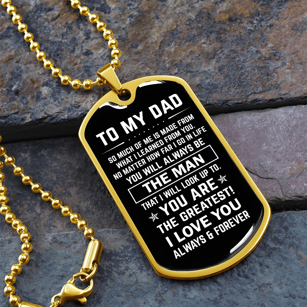 Dad, The Man, Personalized Dog Tag Necklace, Birthday, Father's Day, Holiday