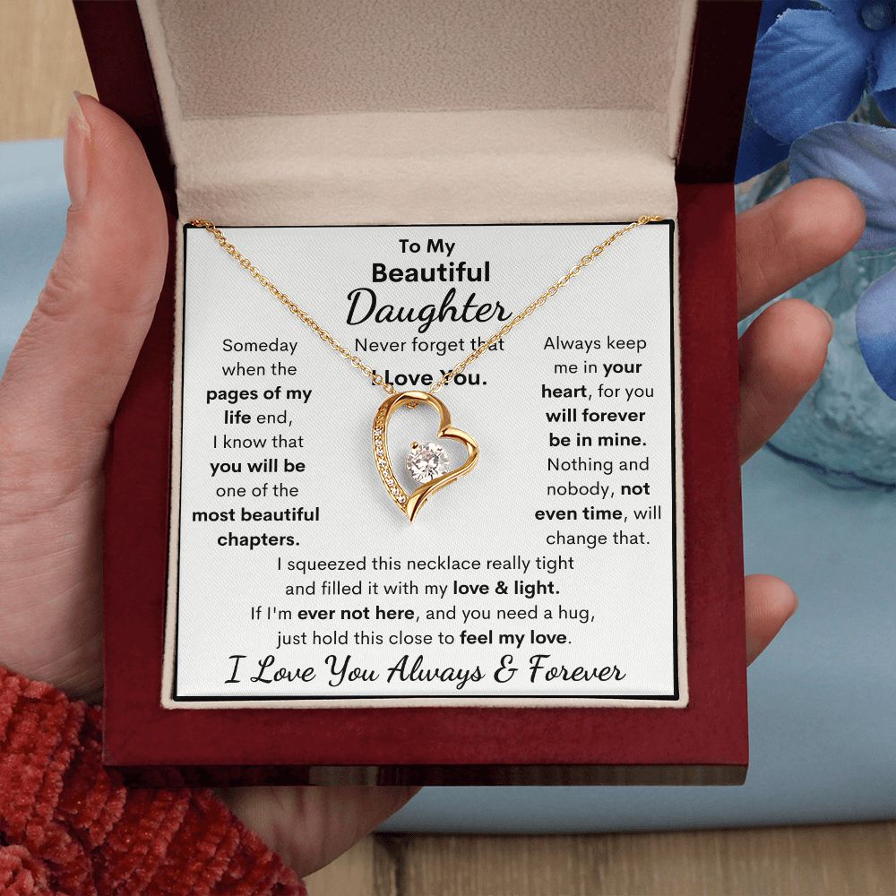 Daughter, I Squeezed This Necklace Really Tight, Forever Love Necklace, Holiday