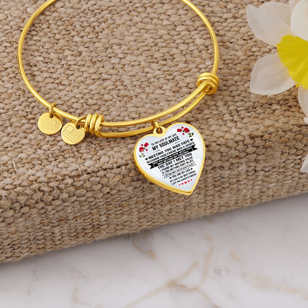 Soulmate Gift, Love Of My Life, Graphic Heart Bangle Bracelet