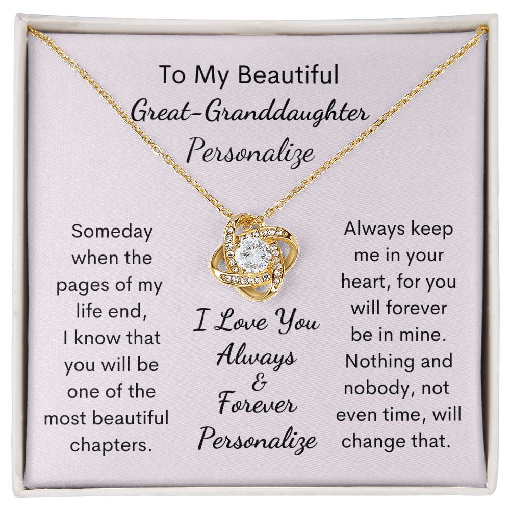 Great Granddaughter, Love Knot Necklace