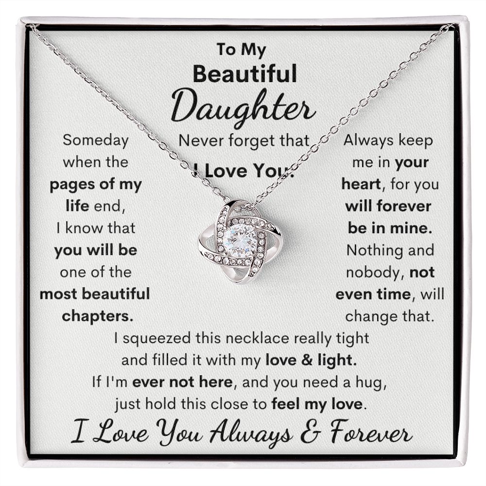 Daughter, I Squeezed This Necklace Really Tight, Love Knot Necklace, Holiday