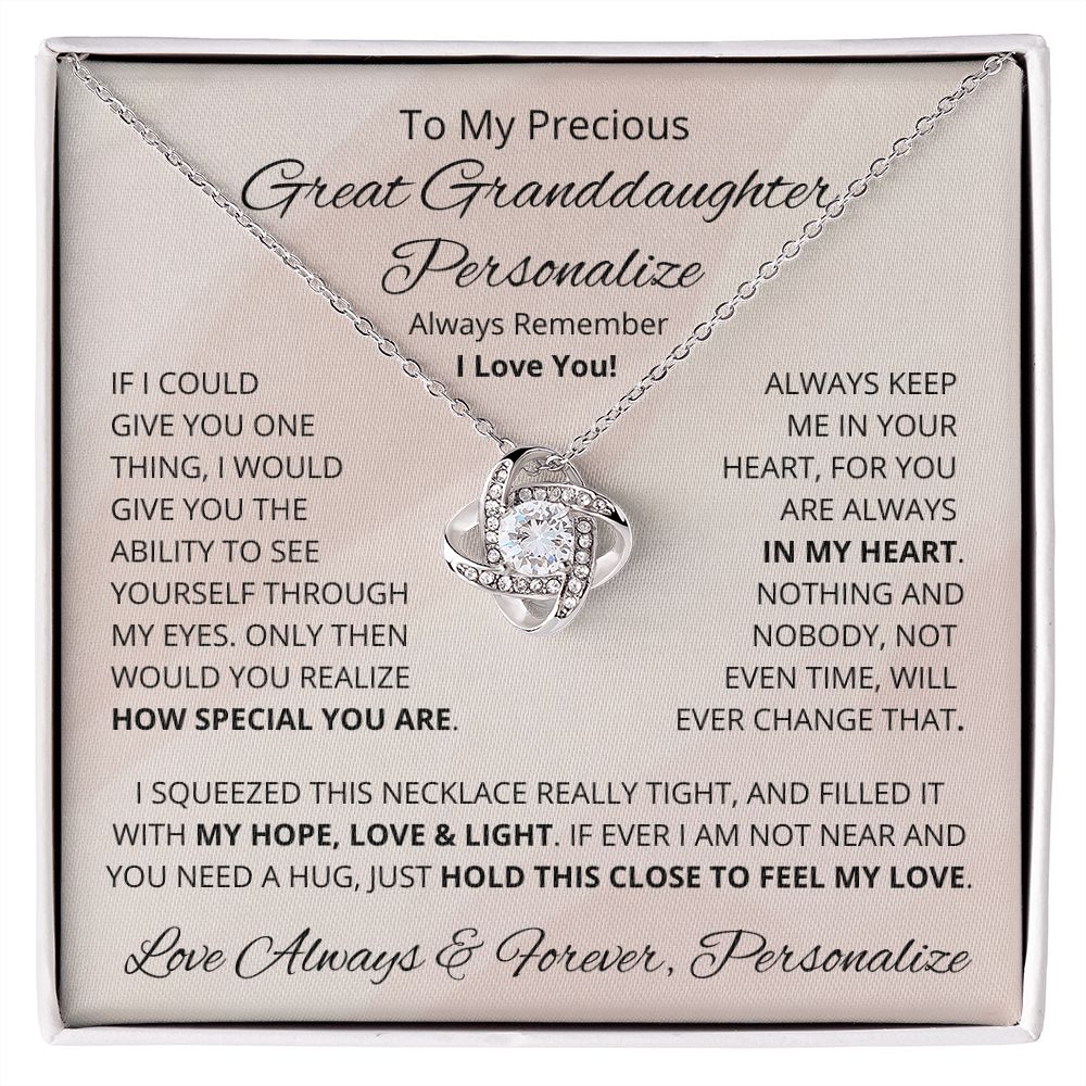 Great Granddaughter, Love Knot Necklace