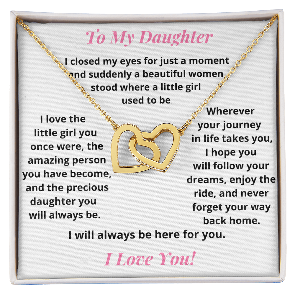 Daughter, I Closed My Eyes, Interlocking Hearts Necklace, Holiday