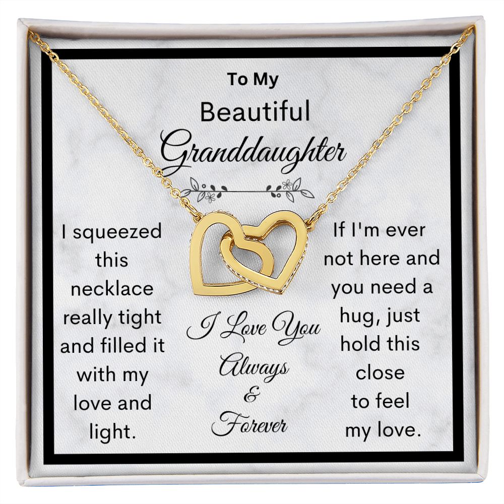 Granddaughter, I Squeezed This Necklace Really Tight, Interlocking Hearts Necklace, Holiday