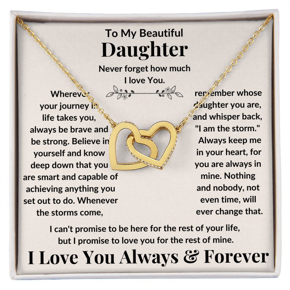 Daughter, Never Forget How Much I Love You, Interlocking Hearts Necklace, Holiday