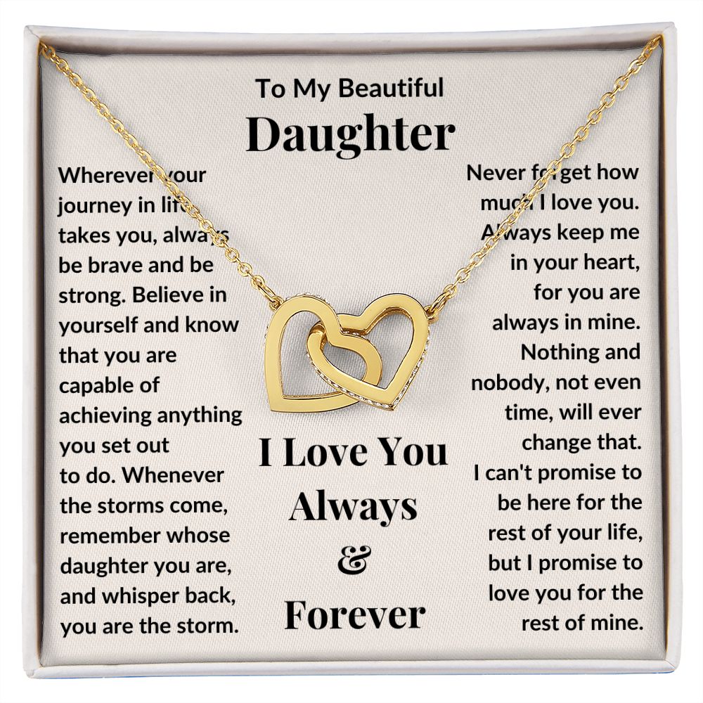 Daughter, Wherever Your Journey In Life Takes You, Interlocking Hearts Necklace, Holiday