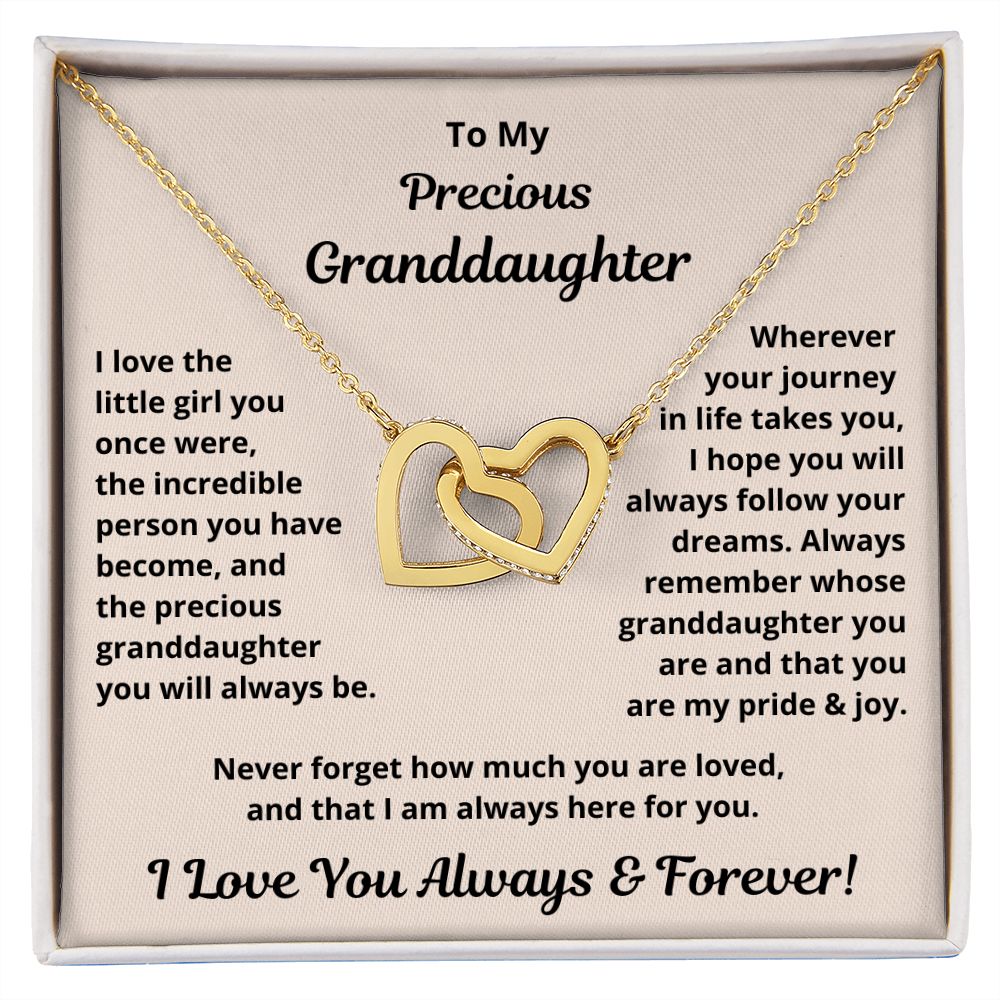 Granddaughter, I Love The Little Girl You Once Were, Interlocking Hearts Necklace, Holiday