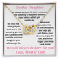 Daughter, Love Mom & Dad, We Closed Our Eyes, Interlocking Hearts Necklace, Holiday