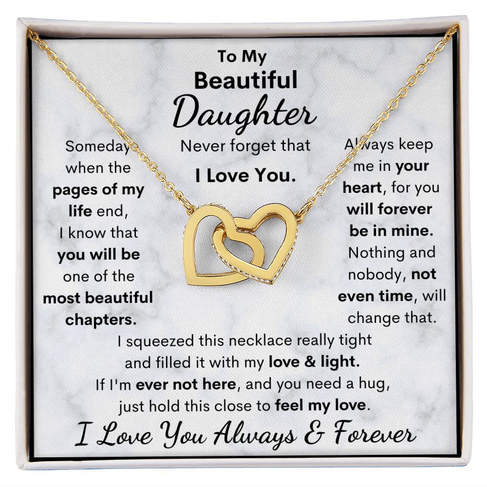 Daughter, Never Forget That I Love You, Interlocking Hearts Necklace, Holiday