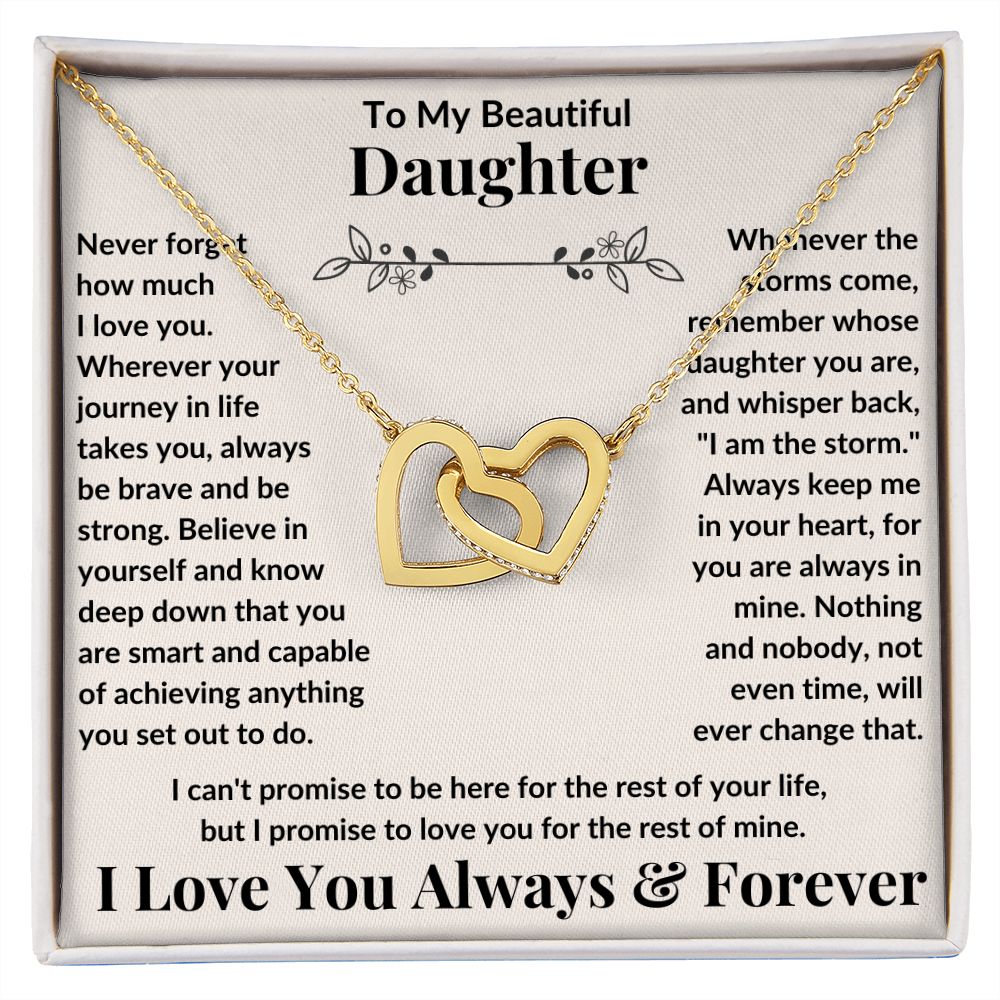 Daughter, Never Forget How Much I Love You, Interlocking Hearts Necklace, Holiday
