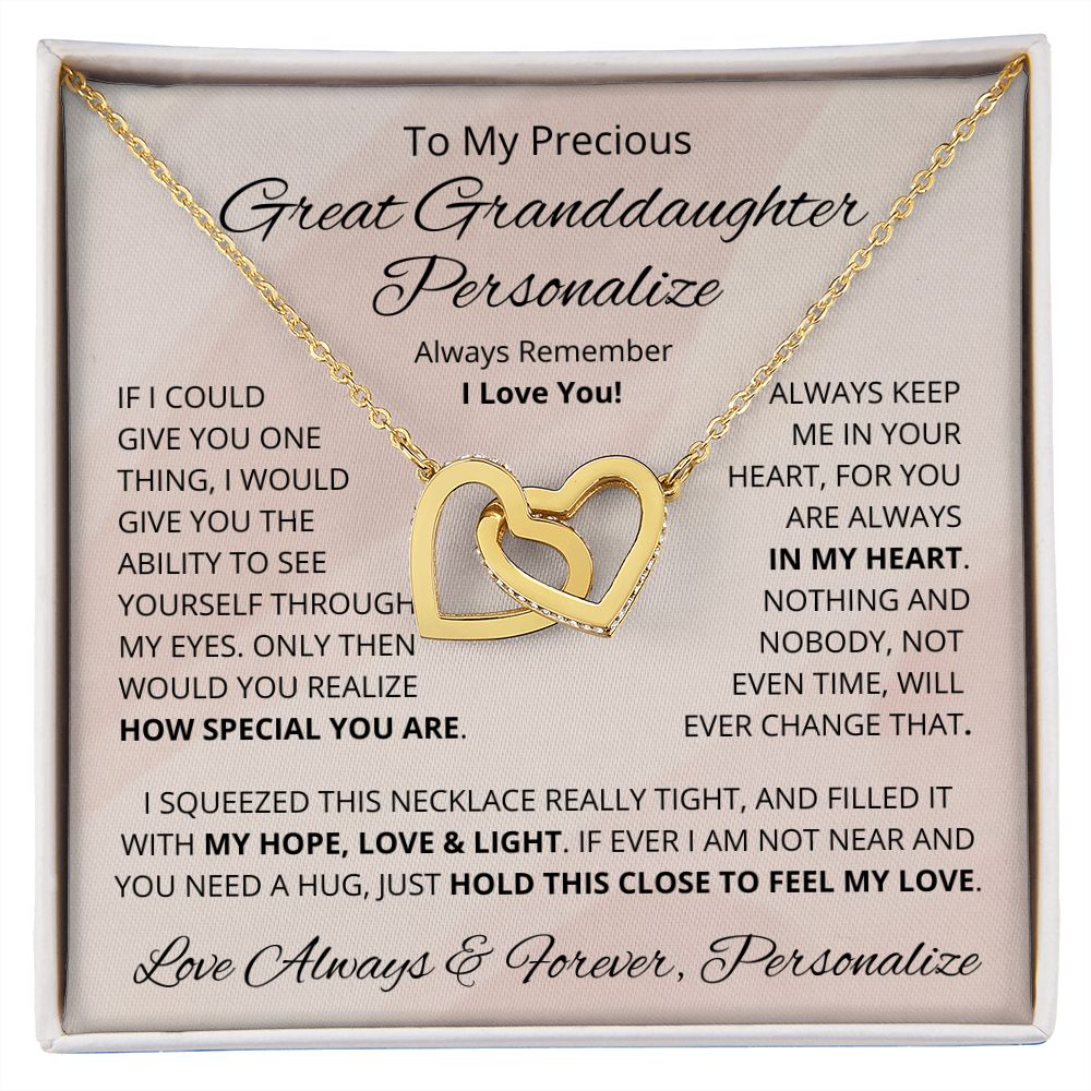 Great Granddaughter, Interlocking Hearts Necklace
