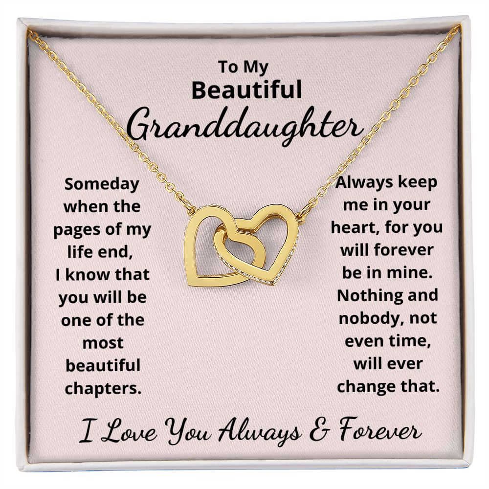 Granddaughter, Pages Of My Life, Interlocking Hearts Necklace, Holiday
