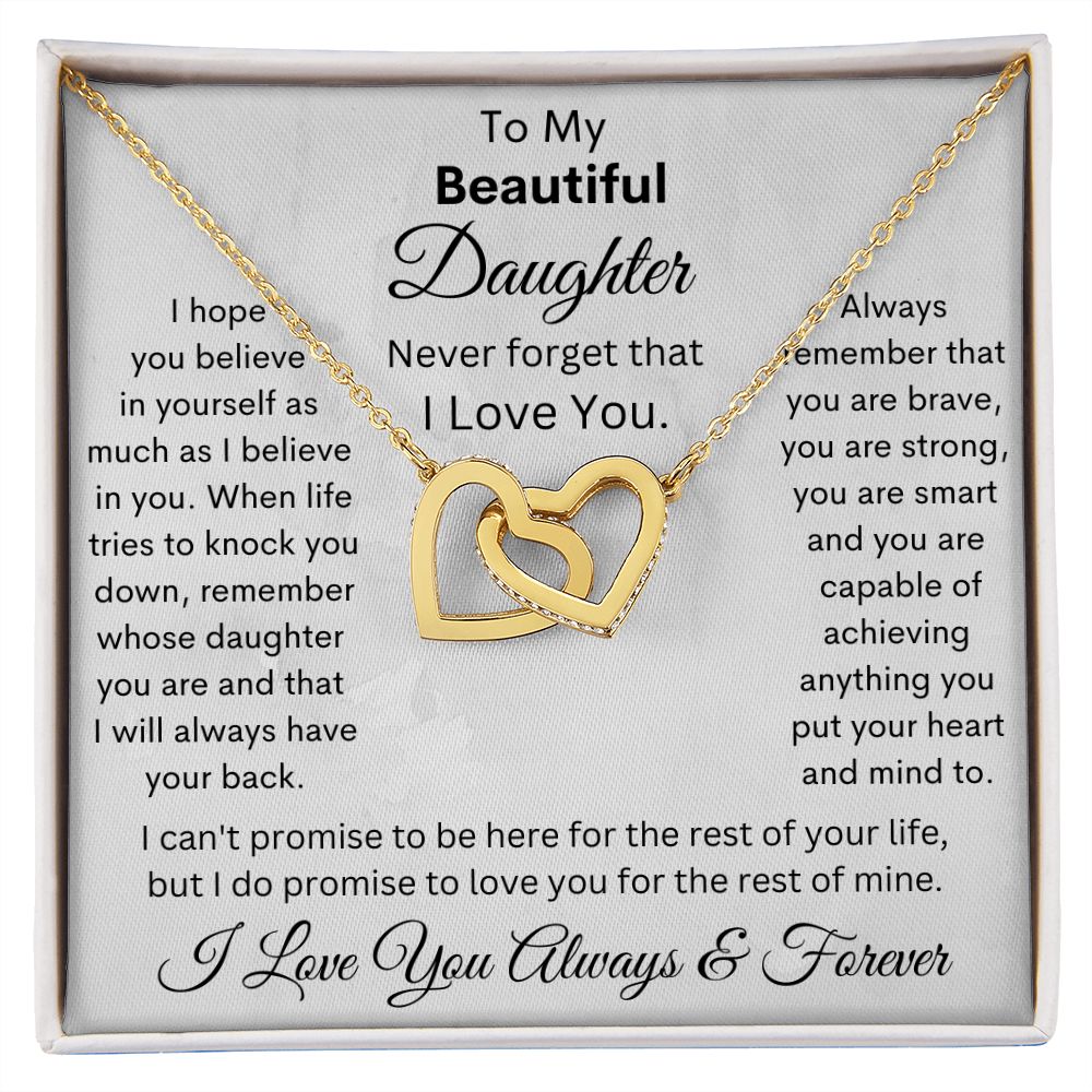 Daughter, I Hope You Believe In Yourself, Interlocking Hearts Necklace, Holiday