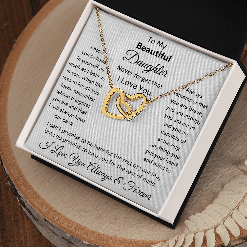 Daughter, I Hope You Believe In Yourself, Interlocking Hearts Necklace, Holiday