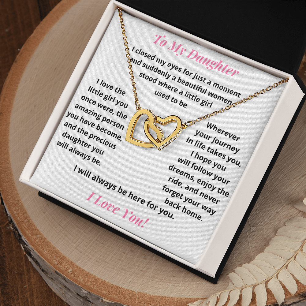 Daughter, I Closed My Eyes, Interlocking Hearts Necklace, Holiday