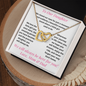 Daughter, Love Mom & Dad, We Closed Our Eyes, Interlocking Hearts Necklace, Holiday