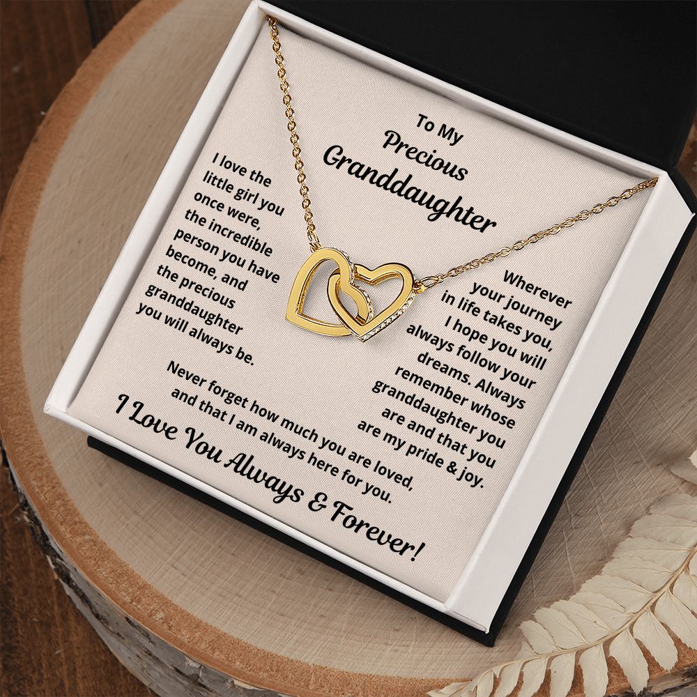 Granddaughter, I Love The Little Girl You Once Were, Interlocking Hearts Necklace, Holiday