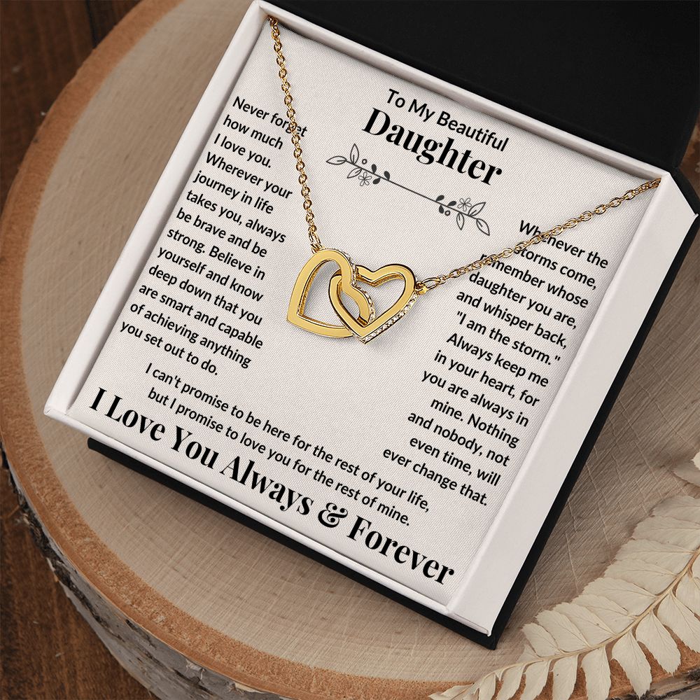 Daughter, Never Forget How Much I Love You, Interlocking Hearts Necklace, Holiday