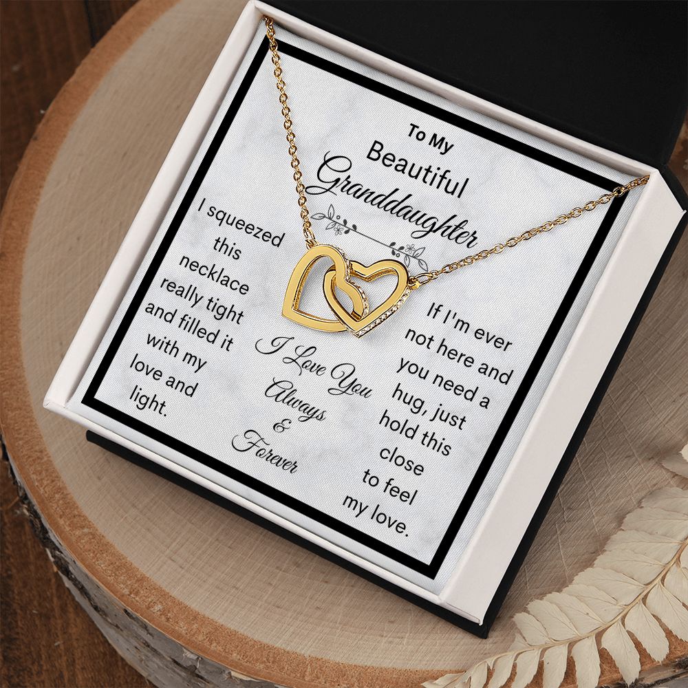 Granddaughter, I Squeezed This Necklace Really Tight, Interlocking Hearts Necklace, Holiday