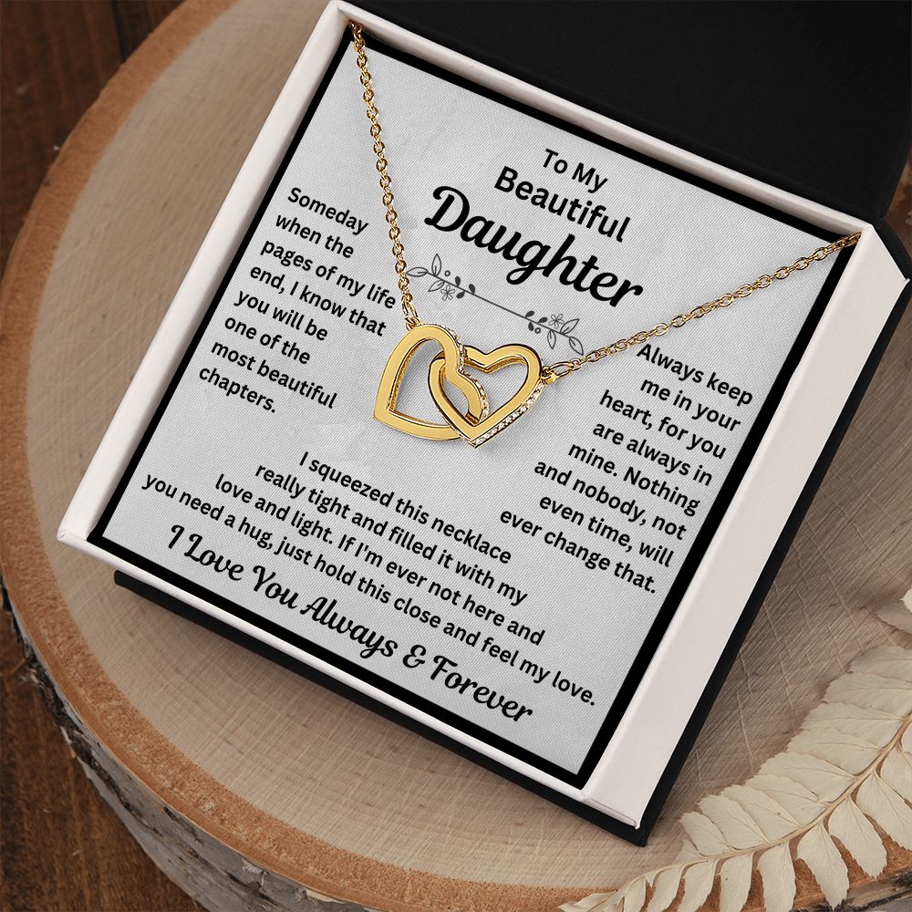 Daughter, Someday When The Pages Of My Life End, Interlocking Hearts Necklace, Holiday