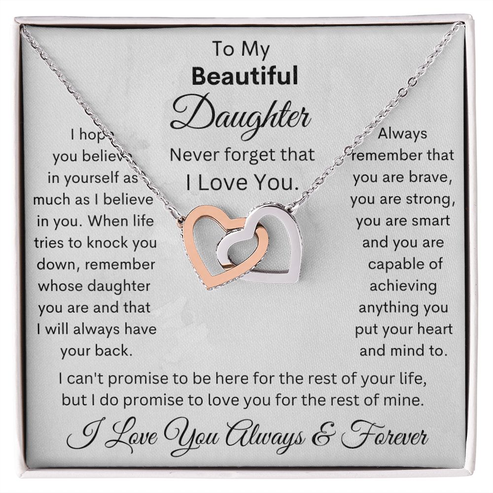 Daughter, I Hope You Believe In Yourself, Interlocking Hearts Necklace, Holiday