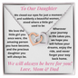 Daughter, Love Mom & Dad, We Closed Our Eyes, Interlocking Hearts Necklace, Holiday
