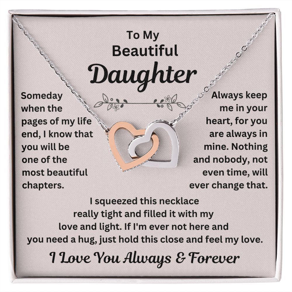 Daughter, Someday When The Pages Of My Life End, Interlocking Hearts Necklace, Holiday
