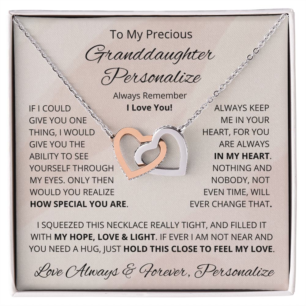 Granddaughter, Interlocking Hearts Necklace