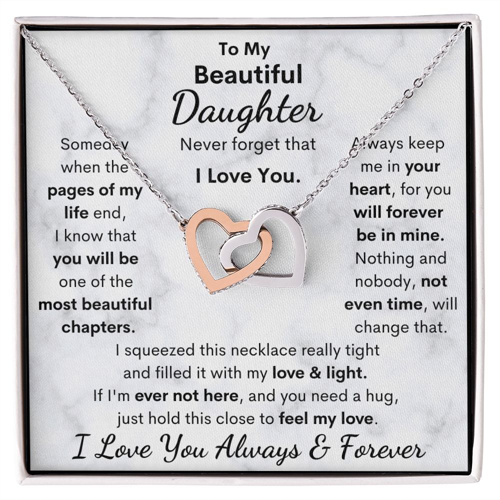 Daughter, Never Forget That I Love You, Interlocking Hearts Necklace, Holiday