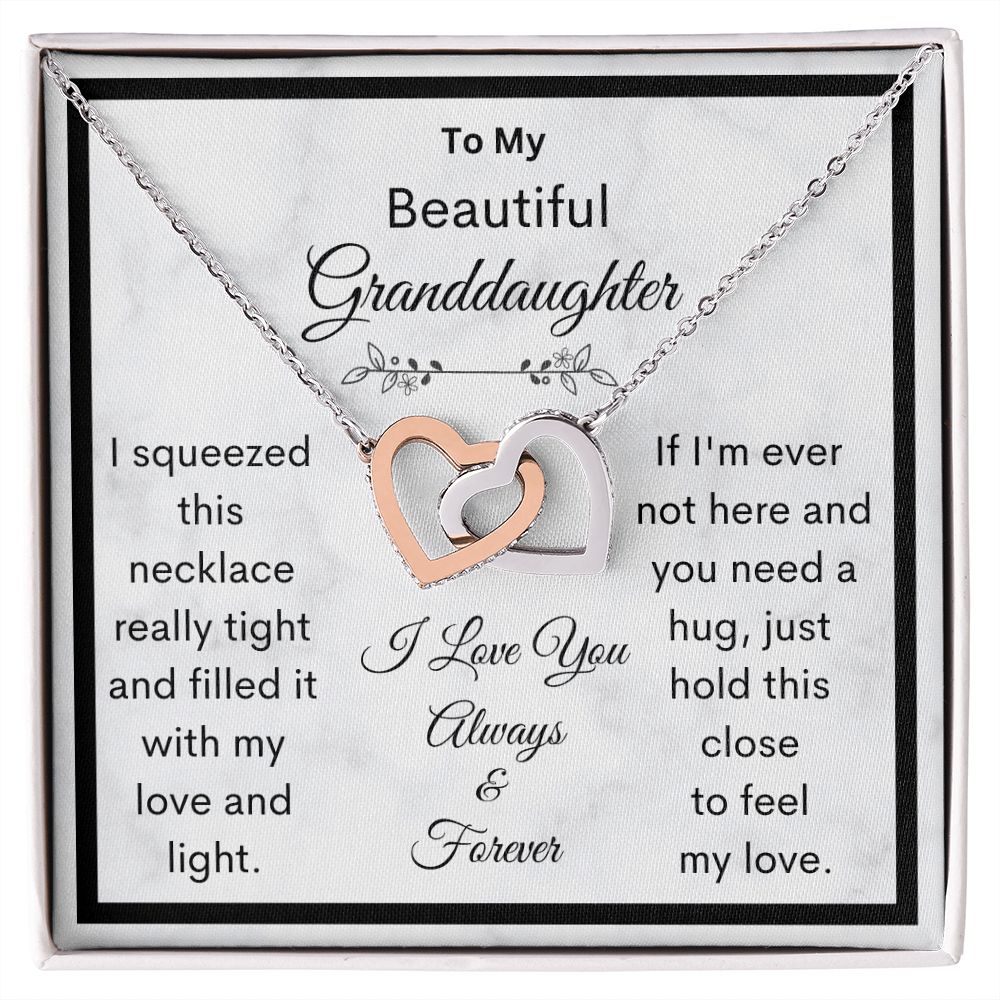 Granddaughter, I Squeezed This Necklace Really Tight, Interlocking Hearts Necklace, Holiday