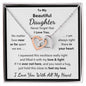 Daughter, No Matter How Near Or Far Apart, Interlocking Hearts Necklace, Holiday